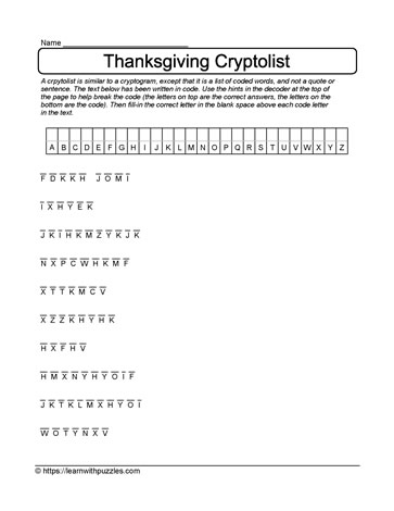 Thanksgiving Cryptolist #01
